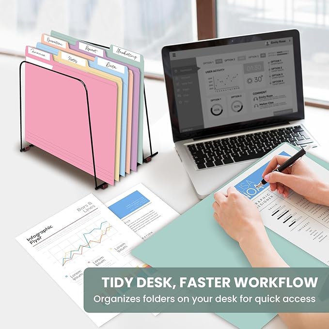 Colored File Folders Letter Size, 60 Pack 6 Colors Manilla Folders 1/3 Cut Tabs, Assorted Pastel Color Office School Buiness Folders for Filing Organization, Paper File Folder Bulk Set