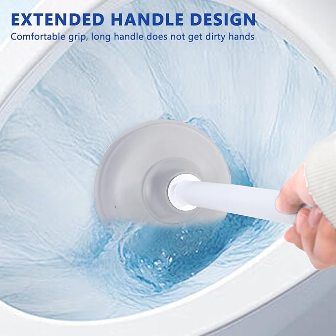 GENERIC Toilet Brush and Plunger Set, Integrated Storage 3-in-1 Toilet Brush and Plunger Combo with Gap Cleaning Brush, Bathroom Multi-Purpose Cleaning Set (White Gray)