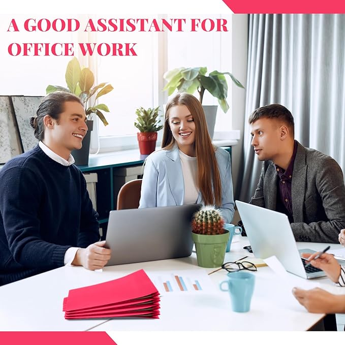 12 Pcs Classification Folders Letter Size Bulk - 2 Dividers Pressboard File Folder with 3. 5 Inch Expansion, 2 Prongs Fastener, Heavy Duty Office File Organizer for Teacher Medical (Hot Pink)