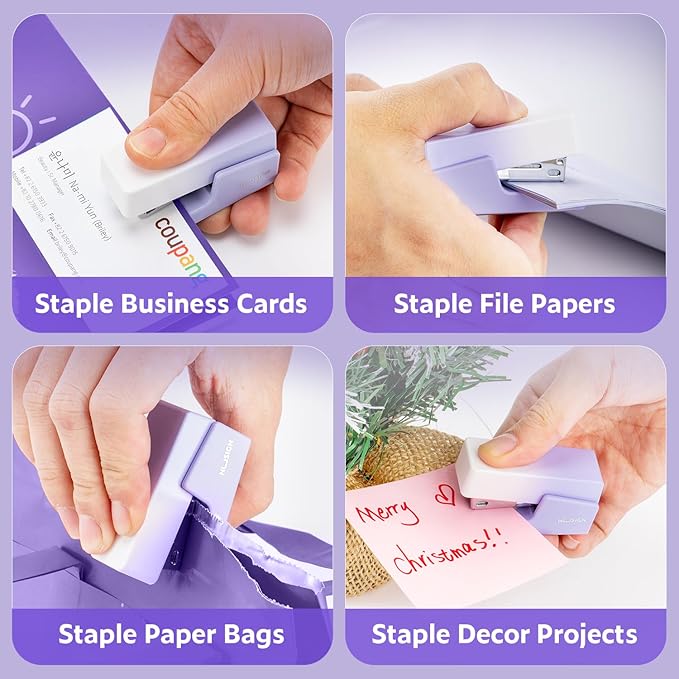 Mini Stapler with 830 Staples, Small Cute Desk Staplers, 25 Sheet Capacity, Purple-White Gradient