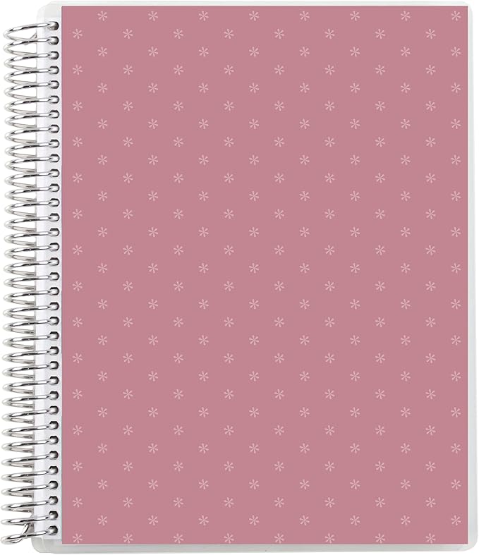 Erin Condren 7” x 9” Productivity Spiral Notebook, Lines & Checklist Layout with 80 Lb. Paper, Canvas Asterisk Cover, 160 Productivity Notebook Pages, Platinum Coil, Stickers Included