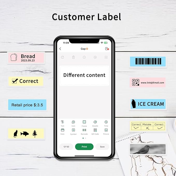 Label Maker Tape - D30 Label Tape, Multi Color Sticker Thermal Paper for Phomemo D30 Label Printer, Household Storage Labels, Self-Adhesive Label Tape, 12 mm x 40 mm, Set of 3