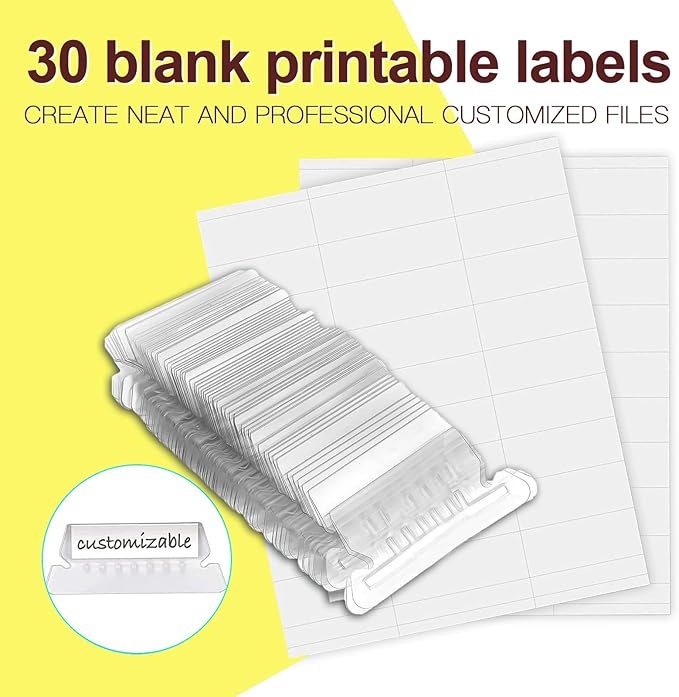 HERKKA Hanging File Folders, 30 Pack Reinforced Letter Size Hanging Folders, Designed for Bulky Files, Filing Cabinet, 1/5-Cut Adjustable Tabs (Yellow)