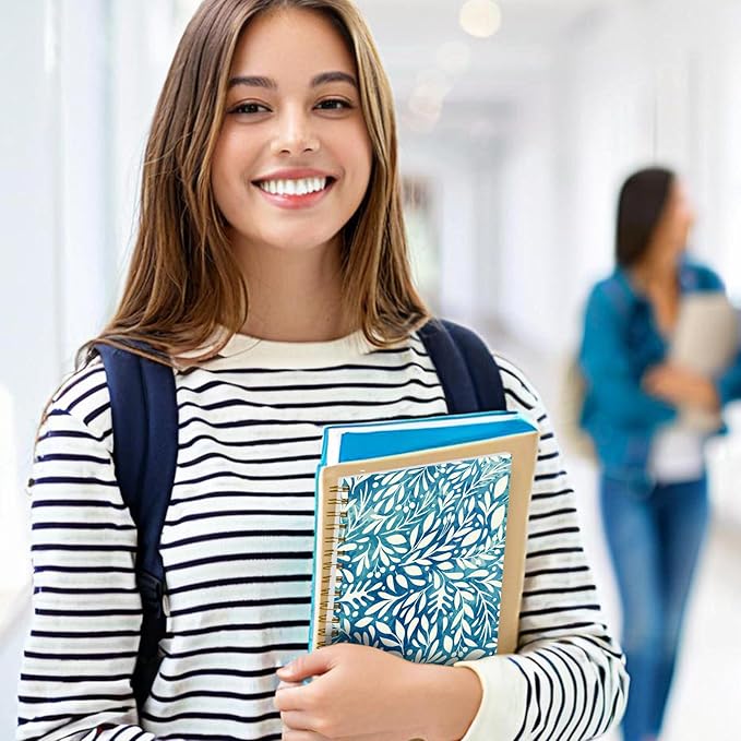 Spiral Notebook Journal for Women Men, A5 Hardcover Journal, 120 Pages Thick Paper, College Ruled Writing Notebook for School, Work & Office 8.3'' × 5.9''(Cute Plant Floral)