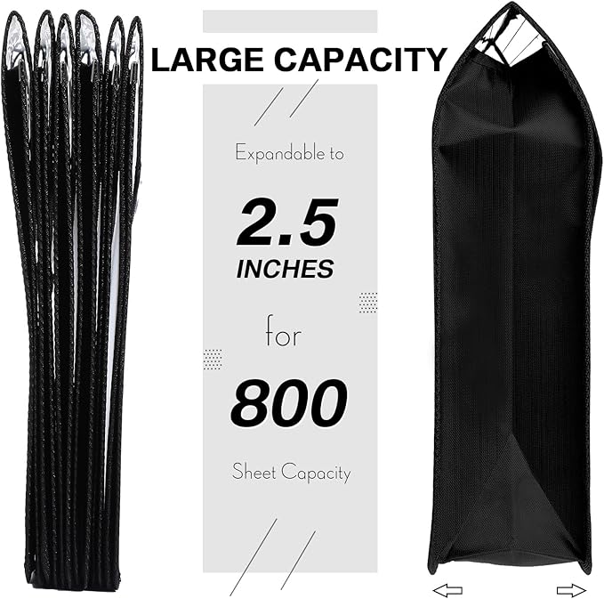 10 Pieces Plastic File Folders Envelope Expanding File Wallet Organizer Documents Folder with Snap Closure and Pocket, A4 Size Waterproof Transparent Pouch(Black,Horizontal)