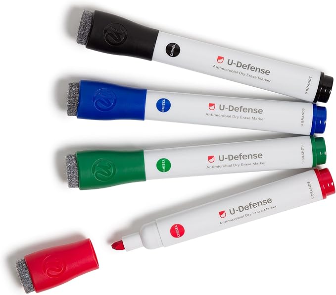 U Brands Liquid Chalk Markers For Blackboard, Chalk Board, and Dry Erase Boards, with Eraser, Assorted Bright Colors, Set of 24