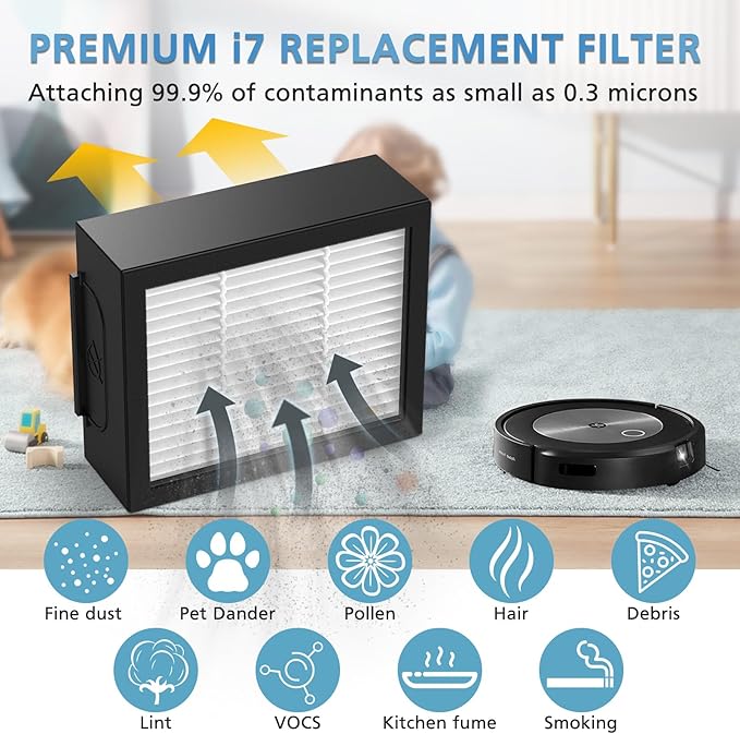 Filter Replacement for iRobot Roomba e, i and j Series i7 i7+/plus i3 i3+ E5 E6 E7 i4 i6 i6+ i8 i8+ Robot Vacuum Cleaners parts, 20 Pack High Efficiency 4639161 Filters