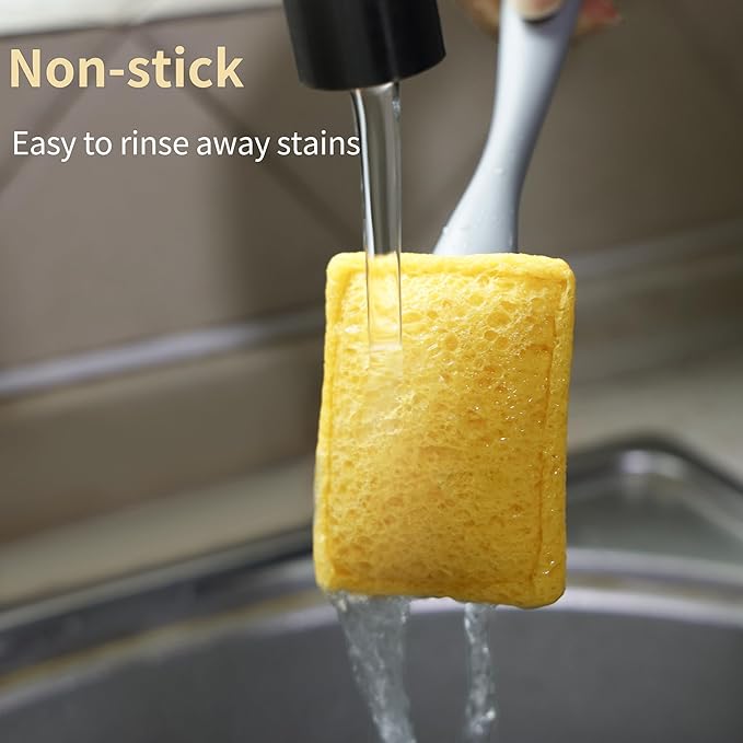 Dish Brush with Handle,Non-Scratch Household Cleaning Brushes Dishwand with 5 Sponge Refills for Pans, Pots, Sink & Tubs,Grey