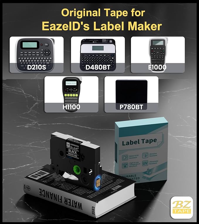 Tze 12mm 0.47 Inch Laminated White on Black Compatible with P Touch Label Tape TZ TZe-335 TZe335 Refills for Ptouch PT-H110 D200 D210 D220 D400 PT-D600 Label Maker, 3-Pack