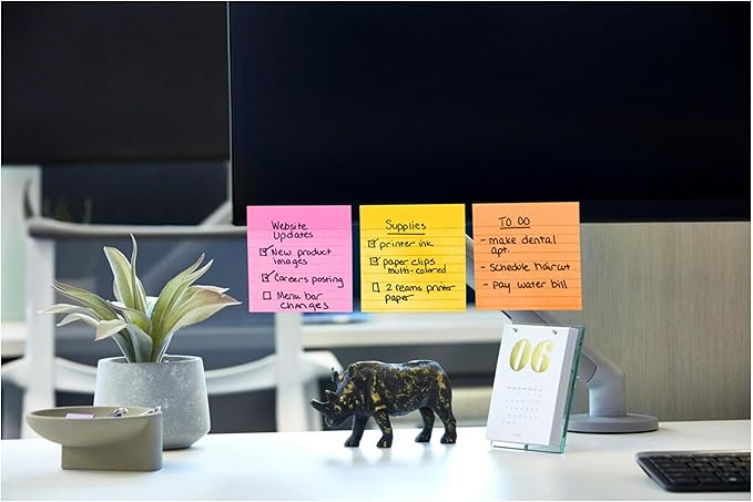 Post-it Super Sticky Notes, 4x4 in, 4 Pads, 2X The Sticking Power, Rio de Janerio Collection, Bright Colors (Orange, Pink, Blue, Green),Recyclable (675-4SSUC)