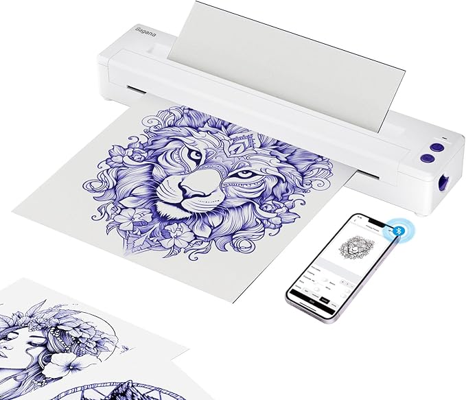 Bagana Wireless Tattoo Stencil Printer, Bluetooth Thermal Temporary Portable Tattoo Transfer Machine Kit Compatible with Smartphone & PC