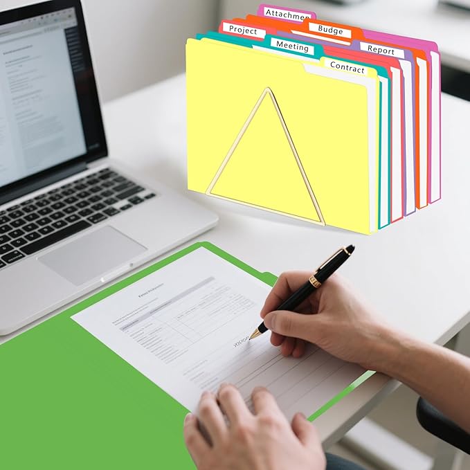 File Folder, HERKKA 120 Pack 1/3 Cut Tab File Folders, Colored File Folders Great for Organizing and Filing, Letter Size, Assorted 10 Colors