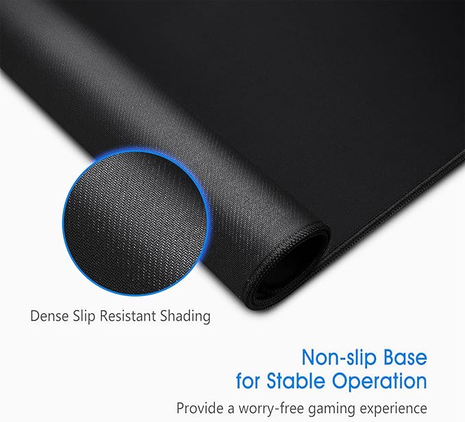 Large Gaming Mouse Pad & Desk Mat (31.5"x11.8") - Non-Slip Rubber Base, Stitched Edge - Black Mousepad for PC, Computer Gaming & Office Work