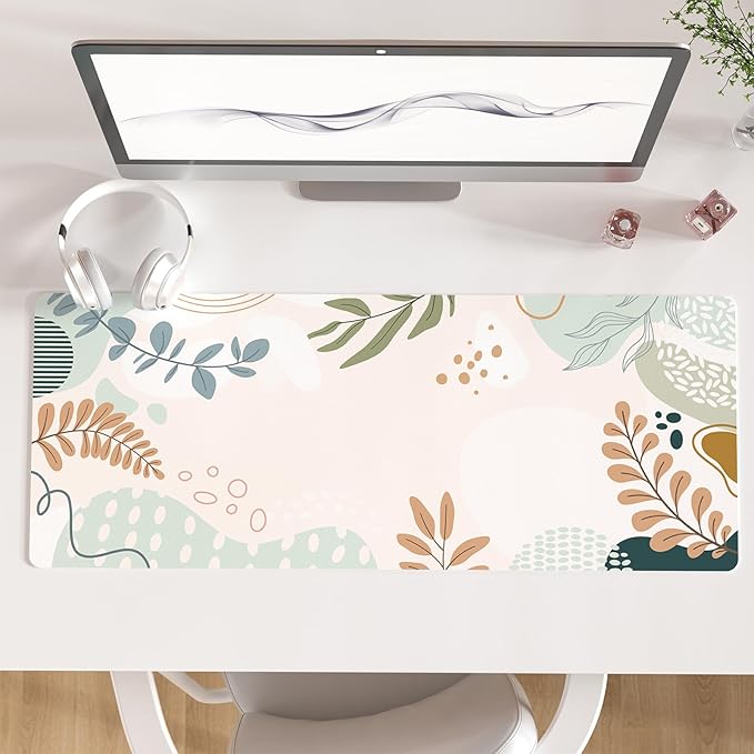 Colorful Star Minimalist Large Mouse Pad, Abstract Botanical Waterproof Desk Mat, Boho Computer Gaming Mouse Pad, XL Full Desk Mousepad Non Slip Writing Pad for School Office Home 31.5" x 11.8"