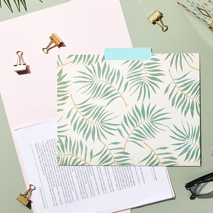 12 Pack Boho-Themed Decorative File Folders, 1/3 Cut Tab, Cute Office Supplies for Women (9.5 x 11.5 in)