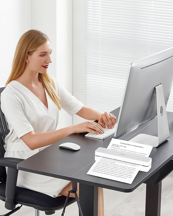 iDPRT Portable Thermal Printer, MT610 Pro Wireless for Travel, 300DPI Bluetooth Inkless Printer Support 8.5" X 11" US Letter& A4&A5 Thermal Paper for Home, Compatible with iOS, Android, Laptop, White