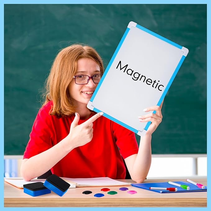 Colarr 24 Set Hanging Magnetic Dry Erase Board 8'' x 12'' Small Double Side White Board for Kid, Education Classroom Bulk, Mini Whiteboard Drawing Writing Lapboards for Student Kid to Do List Notepad