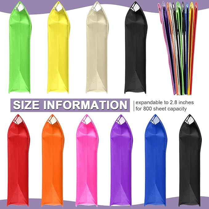 10 Pieces Plastic File Folders Envelope Expanding File Wallet Organizer Documents Folder with Snap Closure and Pocket, A4 Size Waterproof Transparent Pouch(Assorted Color,Vertical)