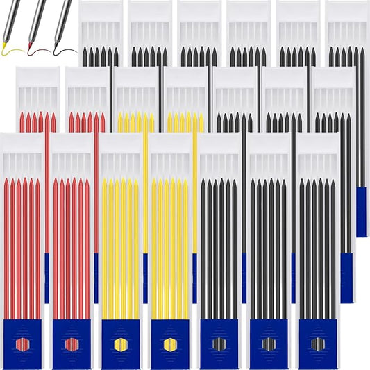 120 Pieces 2.8 mm Carpenter Pencils Lead Refills HB Refill for Construction Pencils Refills Mechanical for Writing Drawing Drafting Woodworking Construction(Black, Red, Yellow)