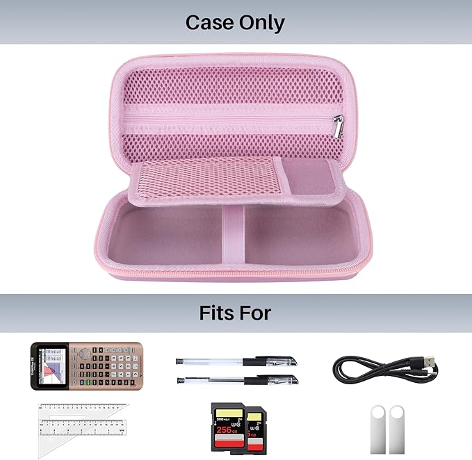 Hard Case Replacement for Texas Instruments TI-84 Plus CE/TI-84 Plus/TI-Nspire CX II CAS/TI-Nspire CX II/TI-83 Plus/TI-89 Titanium/TI-85 / TI-86 Color Graphing Calculator (Pink Case)