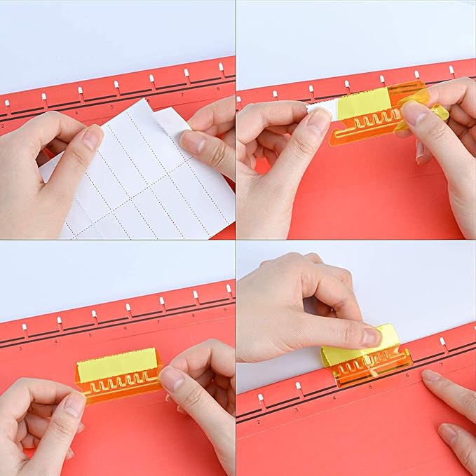 File Folder Tabs, 60+120 Sets Multicolor Hanging Folder Tabs With Inserts, 2 Inch Clear Plastic for Quick Identification