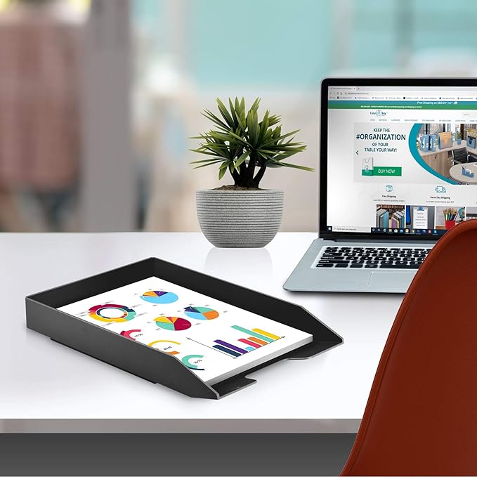 Acrimet Stackable Letter Tray Front Load, Letter Size, Plastic, Black Color, 1 Unit