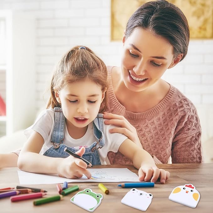 Yinder 24 Pads Cute Sticky Notes Kawaii Fun Animal Sticky Notes Pads Bulk Cartoon Memo Self Adhesive for Veterinary Gift Office School Tab Party Supplies(Classic Animals)