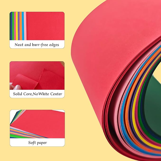 Colored Copy Paper 8.5X11 Inches,100 Sheets 10 Colors Printing Paper 90GSM/24LB Brightness Colored Origami Paper for Arts Crafts DIY School Office Supplies