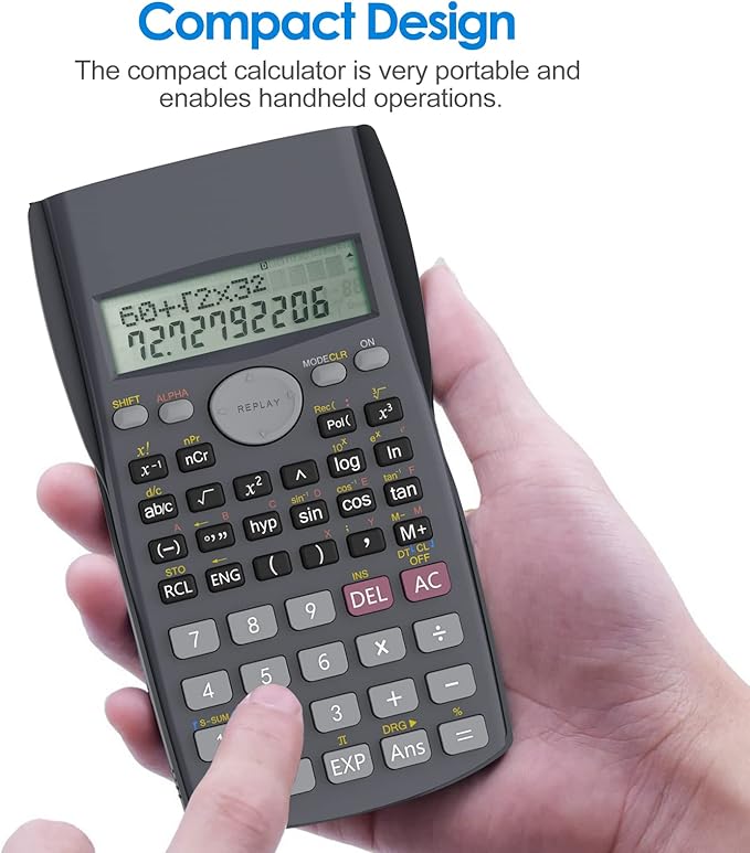 Helect 2-Line Engineering Scientific Calculator, Suitable for School and Business (Black)