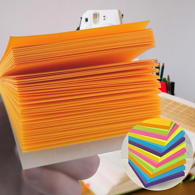 OHOME Sticky Notes - 12 Pads, 3”x3” - Colorful Self-Stick Post Notes Bulk - Office Desk Accessories | Teacher Classroom Must Haves,Aesthetic School Supplies for Home,Stocking Stuffers for Women
