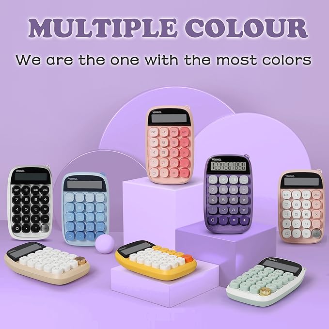 VEWINGL Mechanical Switch Calculator, 10 Digit LCD Display and Buttons, Great for Everyday Life and Basic Office Work, with Battery