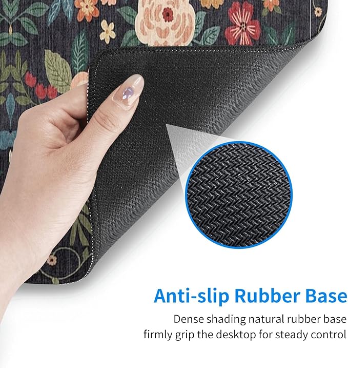 Gaming Mouse Pad, Large Non-Slip Rubber Base Mousepad, Keyboard Mouse Mat, Desk Pad with Stitched Edges, 31.5x11.8inch, Wilde Flower