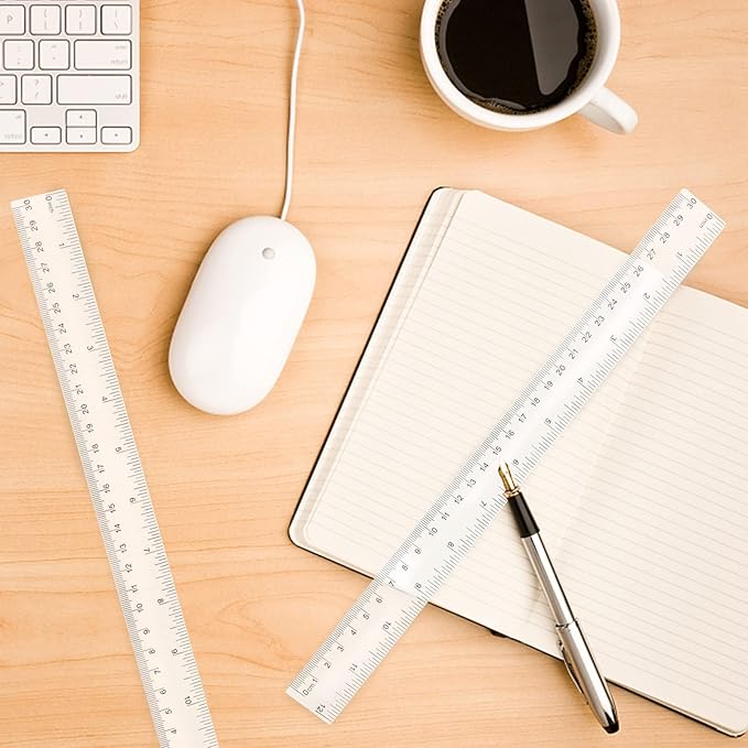 Koogel 40 Packs Clear Plastic Ruler, 12 Inch, Plastic Measuring Tool with Centimeter and Millimeter, Shatterproof Metric Clear Rulers Bulk for Kids, Back to School, Classroom, School, Office, Home