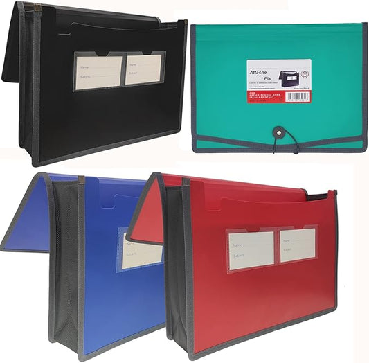 Premium Quality Plastic Expanding File Folder Document Organizer, 3.5" Expansion, A4 Letter Size for Home School Office Organization，4 Pack