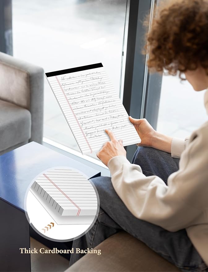 Note Pads 8.5 x 14 Wide Ruled, 4 Pack Legal Pads 8.5 x 14 White Paper Pads Lined Paper Tablets, Notebook Pads 8.5 x 14, White Lined Paper Pads 8.5x14 Writing Pad, 70 GSM Notebook Paper, 30 Sheets/Pad