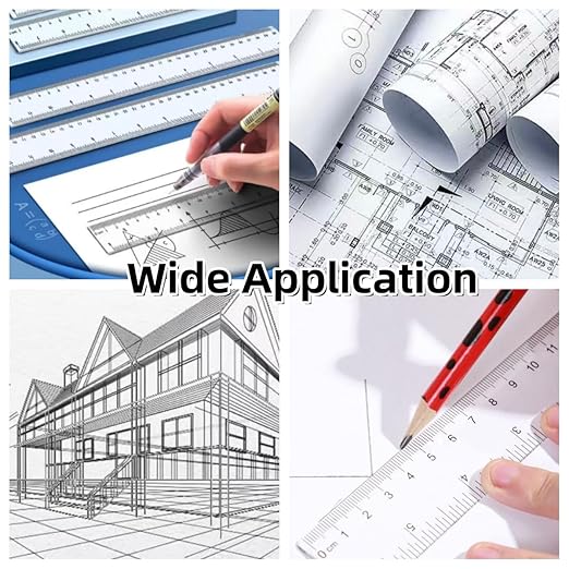 3 Pack Transparent Plastic Ruler, 6 Inch 8 Inch 12 Inch Ruler Set Straight Measuring Tools with Centimeters and Inches for School Home and Office Supply
