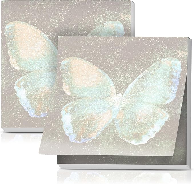 2 Pack Sticky Notes 3x3 Inches, Bright Cute Strong Sticking Power, Easy to Post for Home, Office, 80sheets/Pads, Cute Green Butterfly