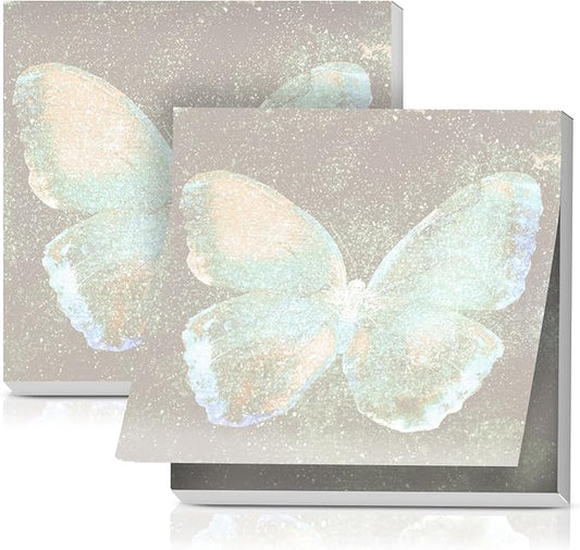 2 Pack Sticky Notes 3x3 Inches, Bright Cute Strong Sticking Power, Easy to Post for Home, Office, 80sheets/Pads, Cute Green Butterfly