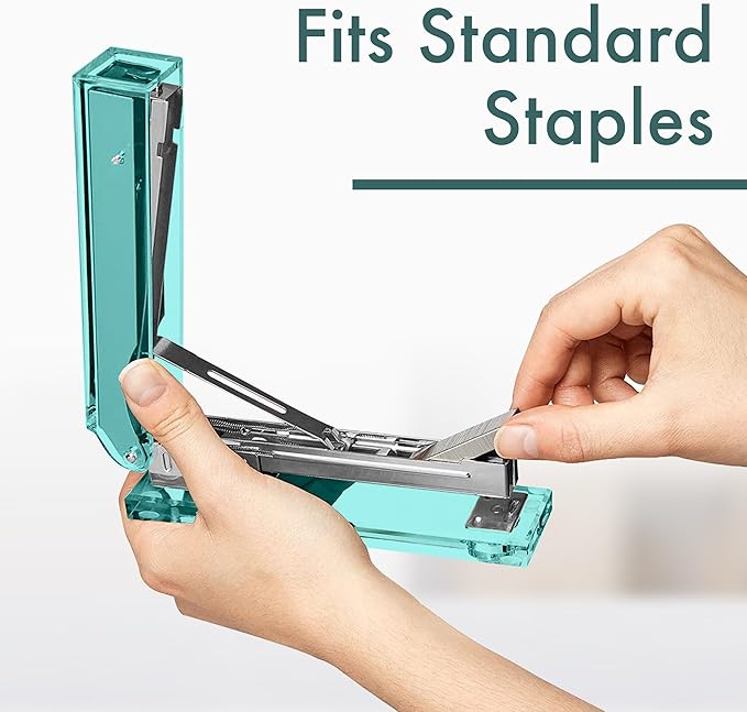 OfficeGoods Acrylic Stapler – Aesthetic & Durable Green Desk Staple for Modern Office – Stylish & Compact Office Supplies for Women & Men