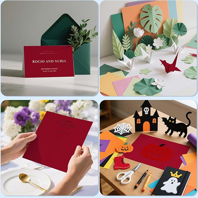 160 Sheets Cardstock Paper 8.5 x 11 Premium Weight 200gsm Dark Red Card Stock Paper for Printing, Crafts, Invitations | Smooth Printer Cardstock Paper | Bulk Construction Paper DIY & Professional Use