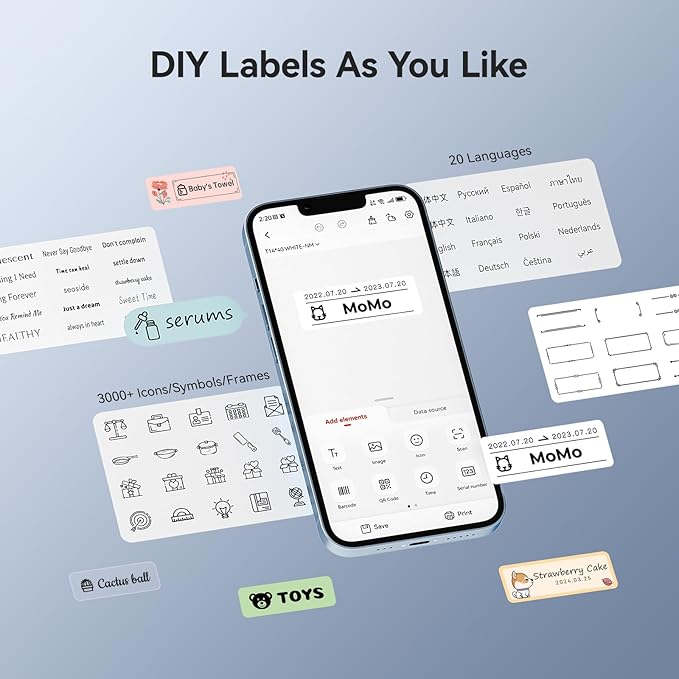 NIIMBOT D11 New Version Label Maker Machine with Tape,300DPI Bluetooth Label Printer, Portable Thermal Printer,Sticker Maker for Organizing Home Office School,Blue
