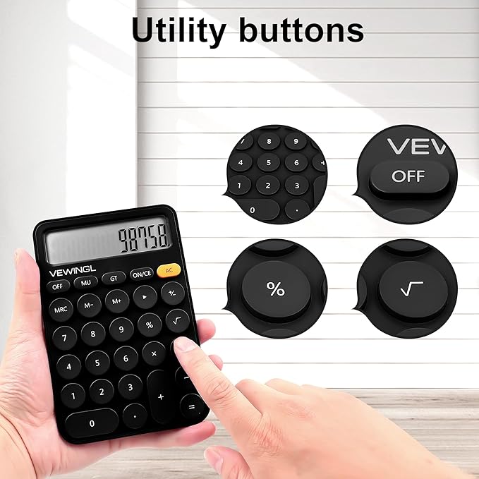 Standard Calculator 12 Digit,6.2 * 4.2in Desktop Large Display and Buttons,Calculator with Large LCD Display for Office,School, Home & Business Use,Automatic Sleep,15 °Tilt Screen