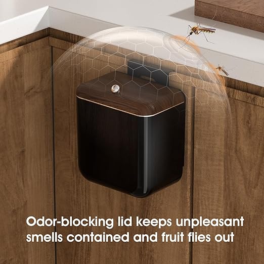Vintage Kitchen Trash Can with Lid, Large 3.2 Gallon/12 Liter Capacity, Hanging Compost Bin, for Under Sink or Cupboard, Bathroom, Bedroom, Black
