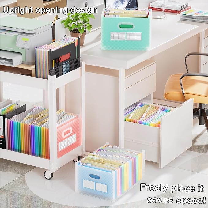 ThinkTex 26 Pockets Expanding File Folder, Upright & Open Top, A-Z Colorful Tabs, Larger Capacity Accordian Folder, Letter/A4 Size for School, Home and Office