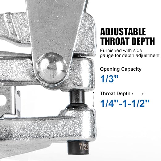 Metal Hole Punch Tool Set - Professional Heavy Duty Hole Punch for Metal - Hand 3/32in to 9/32in for Aluminum, Brass and Steel Sheet Metal with Storage Box - Blue