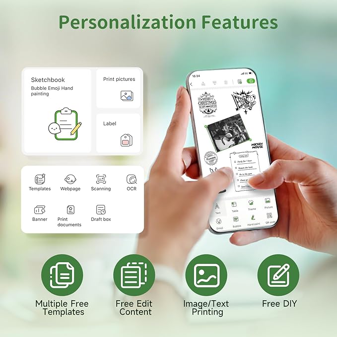 PRT S2 Mini Desktop Label Printer Portable Thermal Printer Sticker Maker Bluetooth Connection Mini Label Maker with 1 Roll of Stickers for Printing Study Notes Small Printer for Home Use