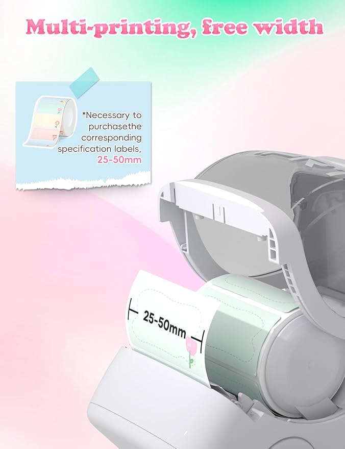 HPRT NEW1 Label Maker - Label Make Machine with 1 Roll Tape Portable Bluetooth Thermal Printer for Smartphone iPhone&Andriod, White