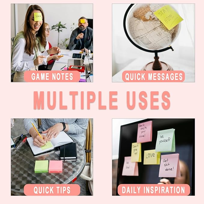 Sticky Notes 3x3 Inches, Self-Stick 48 Pads Bulk, 8 Bright Colors, Colorful Self-Adhesive Notes Pads for Home, School, Office, Notebook, 75 Sheets/Pad