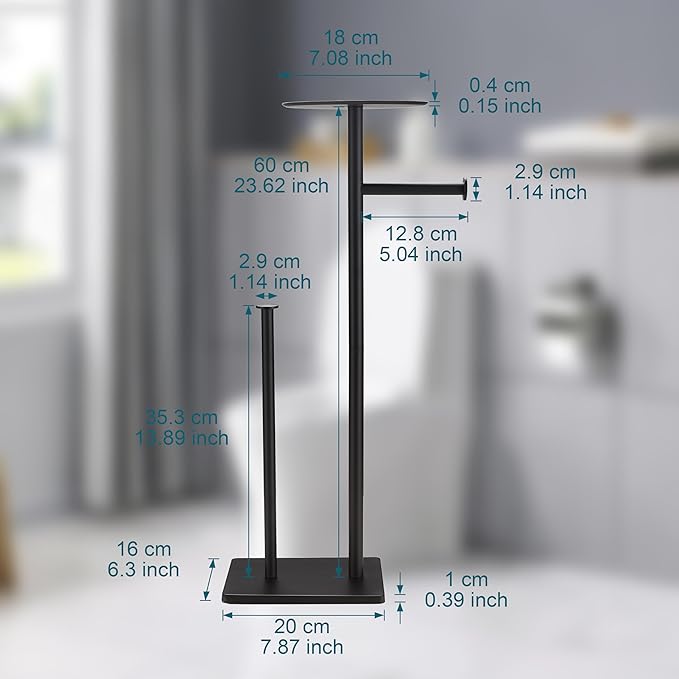 BVL Toilet Paper Holder Stand with Shelf Black Toilet Paper Holder Frees tanding with Shelf Brushed Nickel