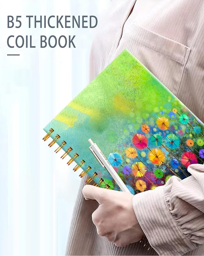 iampanda Spiral Journal Notebook,Strong Twin-Wire Binding with Premium Paper for Girl Women,60 Sheets A5 College Ruled Notebook/Journal,Perfect for School Office Home Gifts,Watercolor Nature Landscape